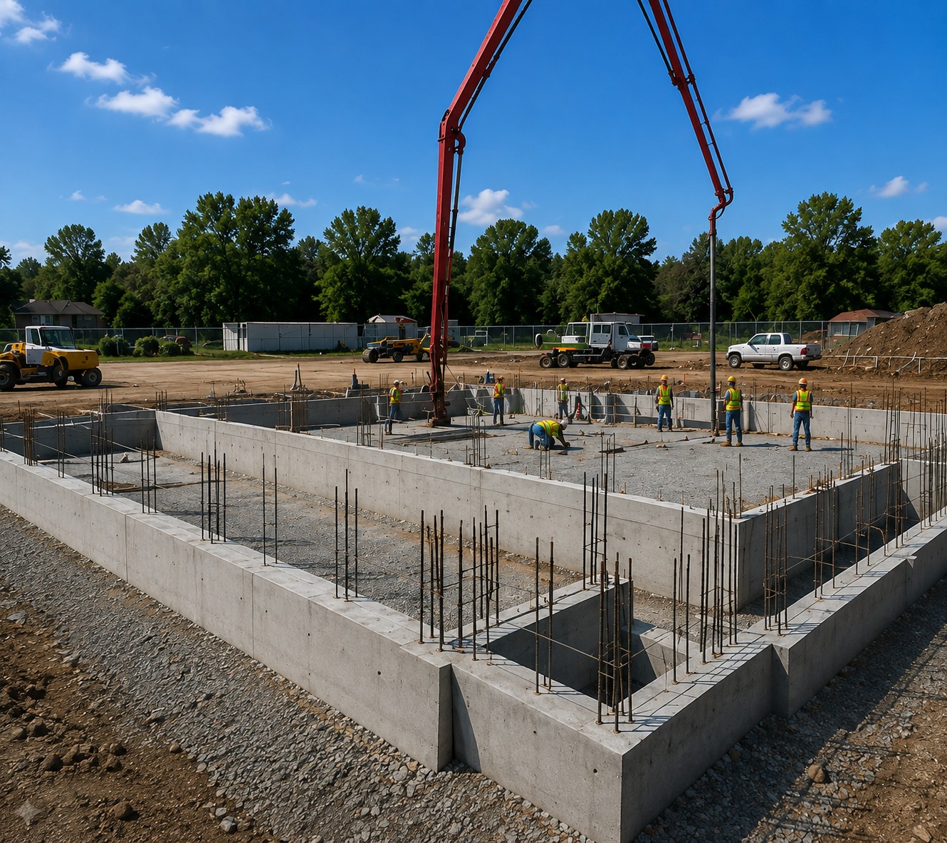 Reinforced commercial building foundations
